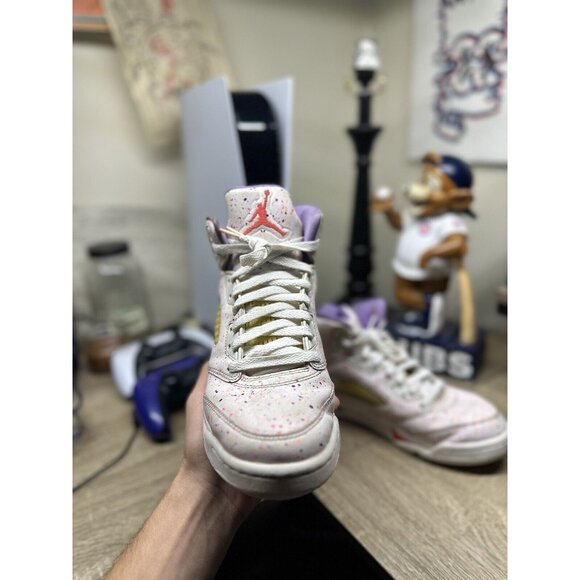 Nike Air Jordan 5 Retro "Easter" Size 7Y 8.5W Laser Crimson Splatter CT1605-100 - Picture 2 of 6